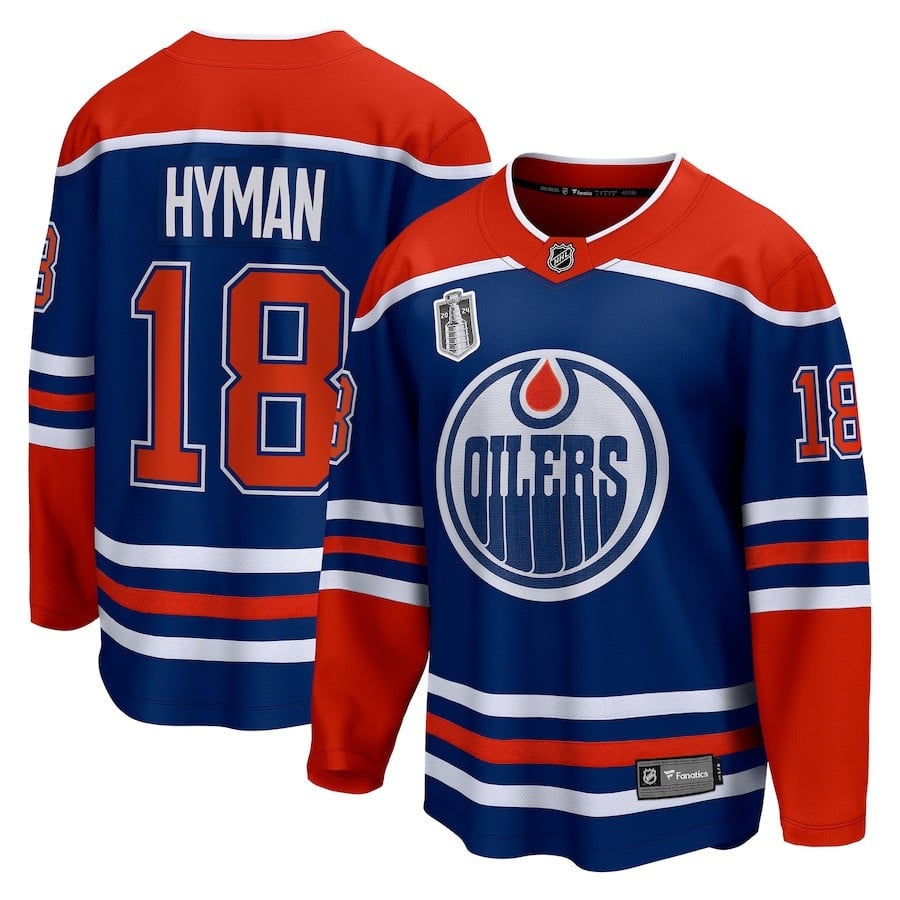 Zach Hyman 18 Edmonton Oilers 2024 Stanley Cup Final Home Breakaway Player Jersey - Royal - JS677 
