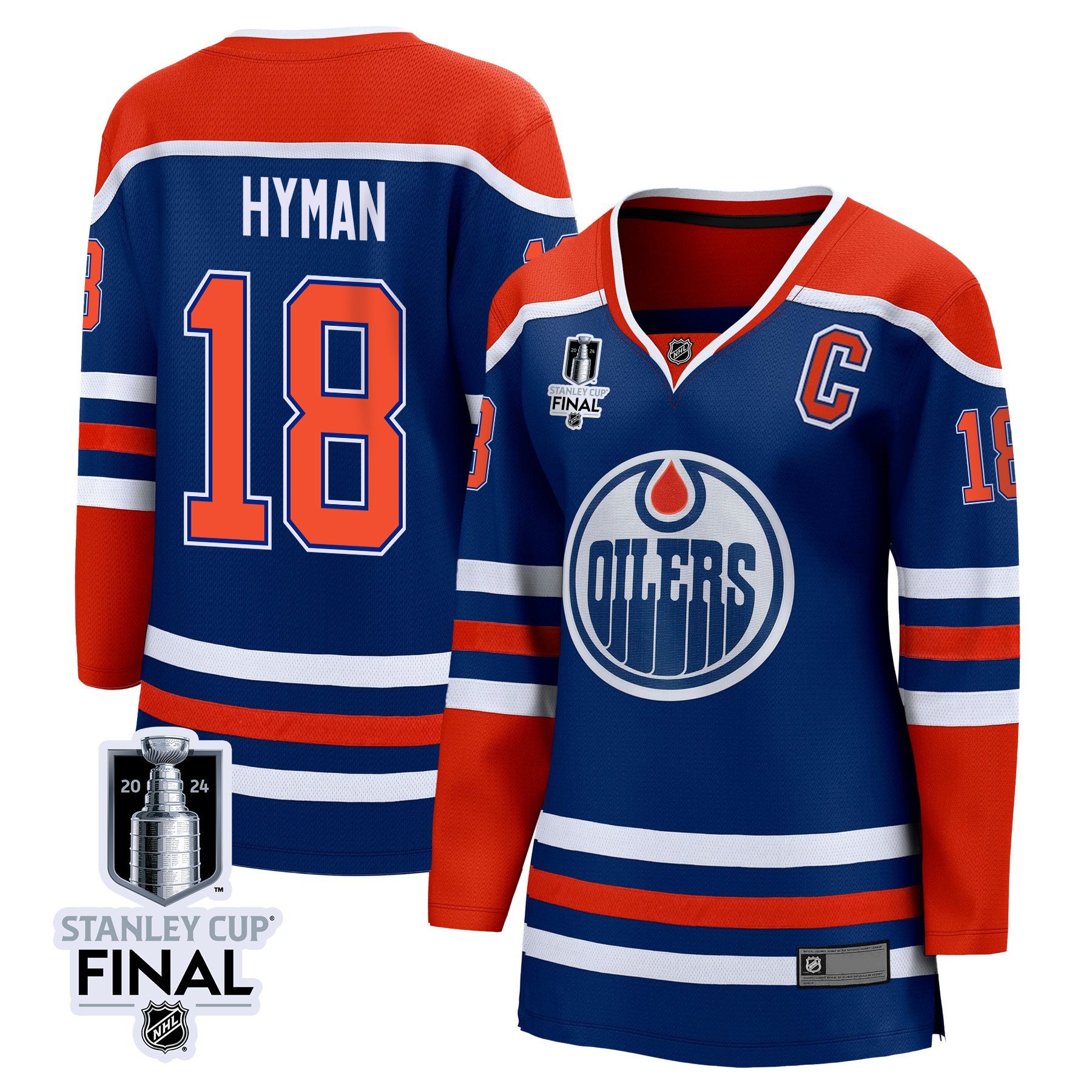 Zach Hyman 18 Edmonton Oilers 2024 STANLEY CUP Final Women's Home Jersey - Royal - JS897 
