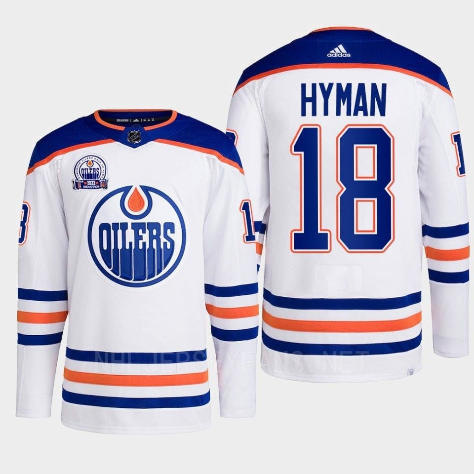 Zach Hyman 18 Edmonton Oilers White Jersey 2022 Lee Ryan Hall Of Fame Patch Away - JS772 