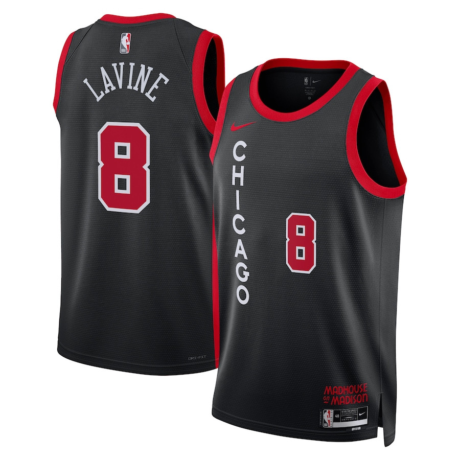 Zach LaVine 8 Chicago Bulls 2023/24 City Edition Swingman Jersey - Black - JS638 