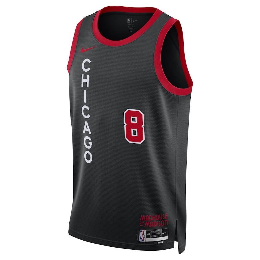 Alternative view of Zach LaVine 8 Chicago Bulls Golden State Warriors 2023/24 Swingman Jersey - City Edition - Unisex Black - JS322 
