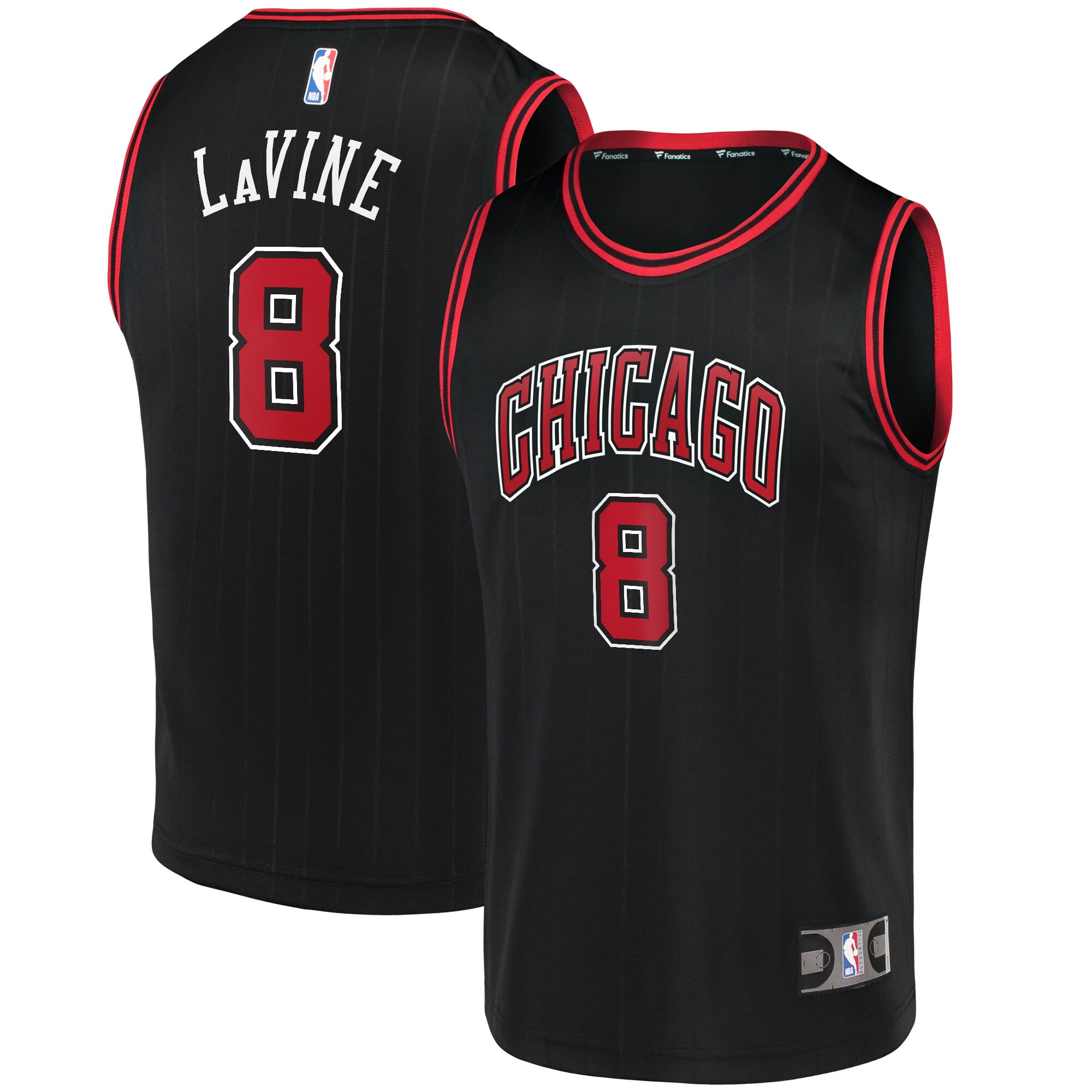 Alternative view of Zach Lavine Chicago Bulls Fanatics Branded Fast Break Team Replica Jersey Black - Statement Edition