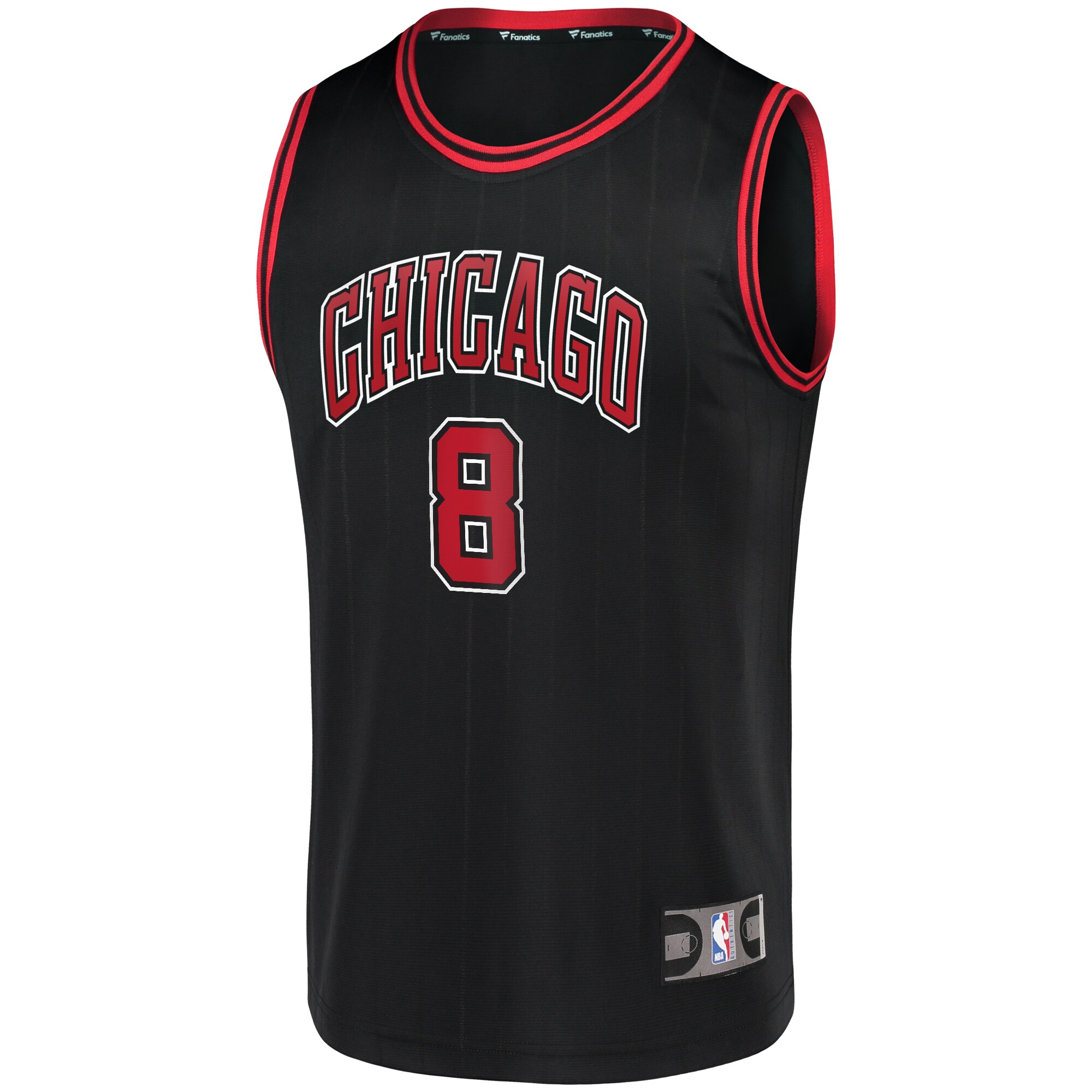 Alternative view of Zach Lavine Chicago Bulls Fanatics Fast Break Team Replica Jersey Black - Statement Edition
