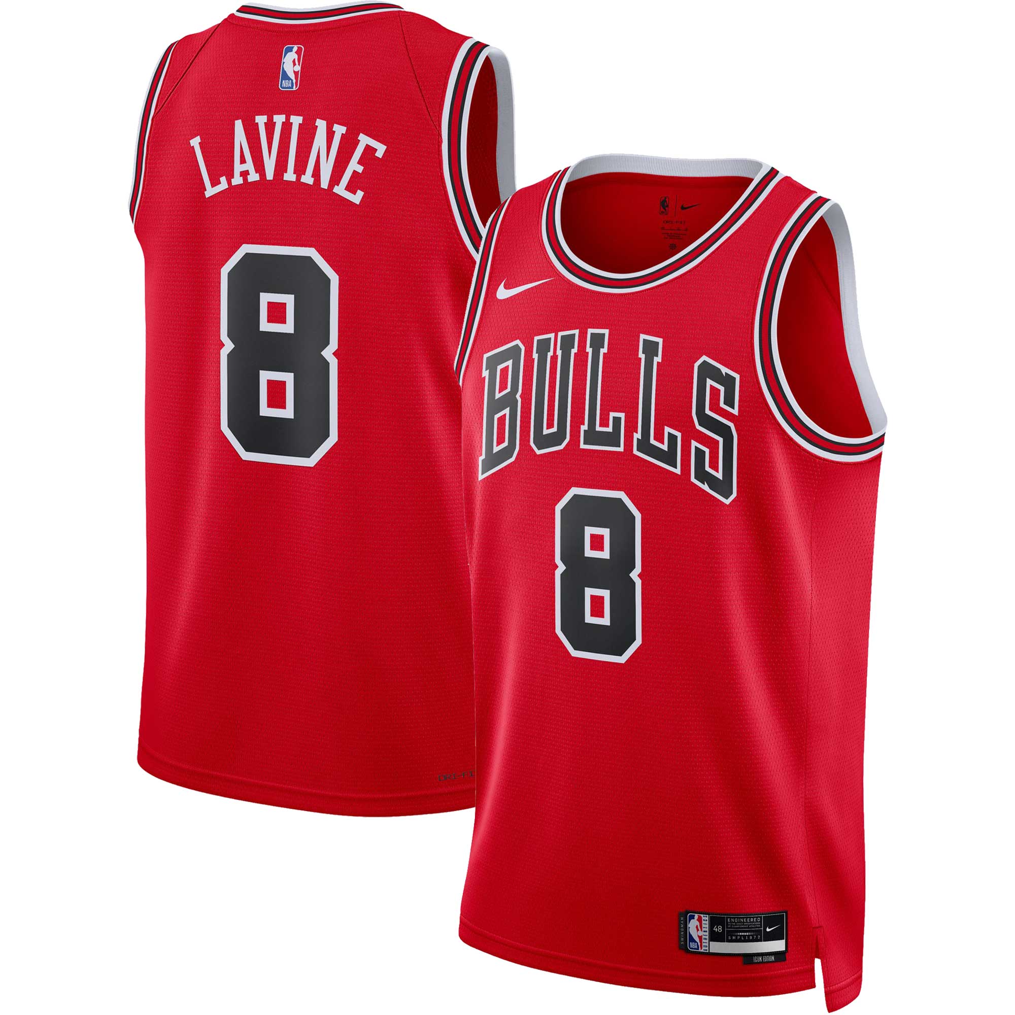 Alternative view of Zach Lavine Chicago Bulls Unisex Swingman Jersey – Icon Edition – Red