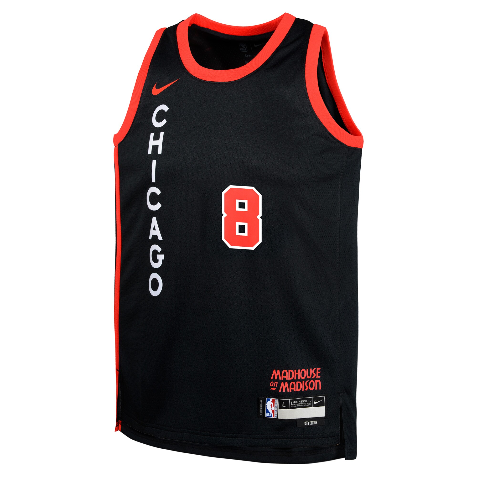 Alternative view of Zach Lavine Chicago Bulls Youth Swingman Replica Jersey - City Edition - Black