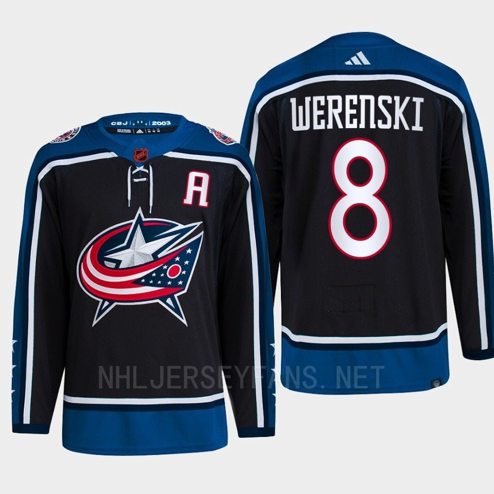Zach Werenski 8 Reverse Retro 2.0 2022 Columbus Blue Jackets Navy Jersey Primegreen - JS131 