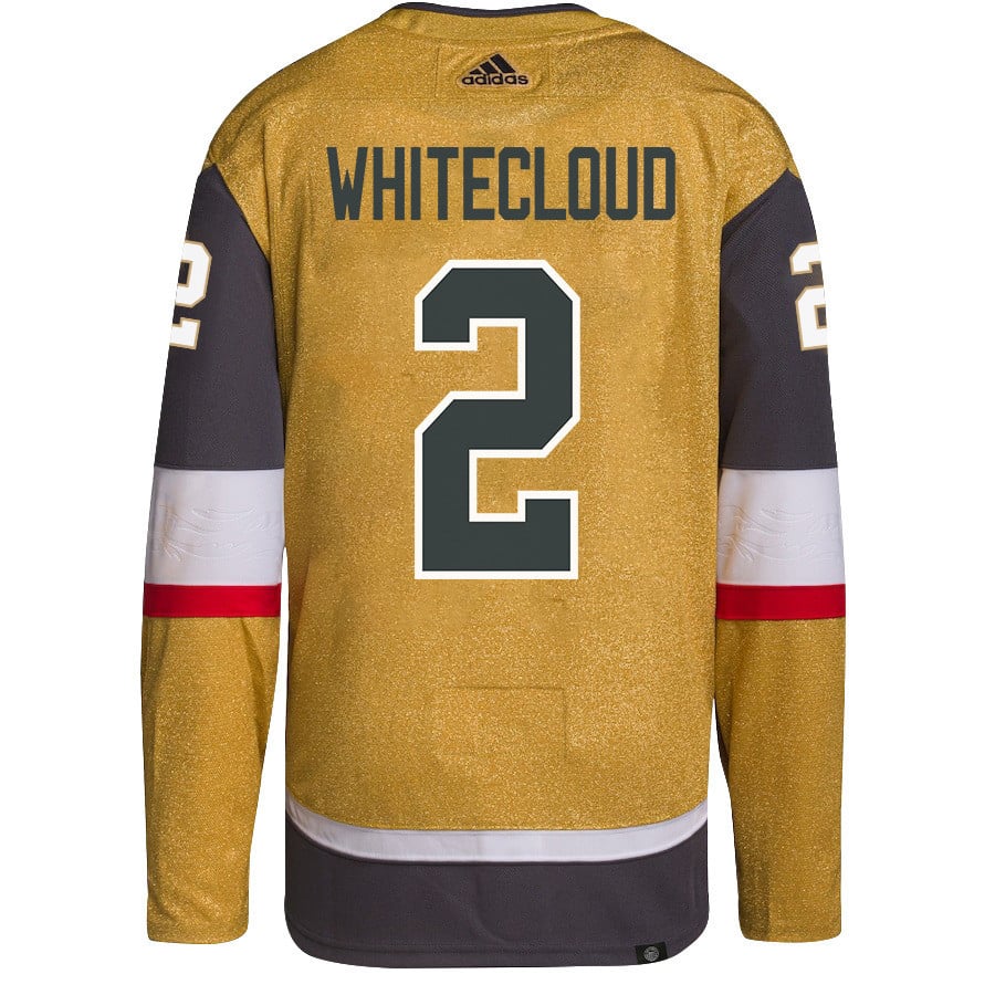 Alternative view of Zach Whitecloud 2 Vegas Golden Knights Stanley Cup 2023 Final Patch Home Breakaway Men Jersey - Gold - JS733 