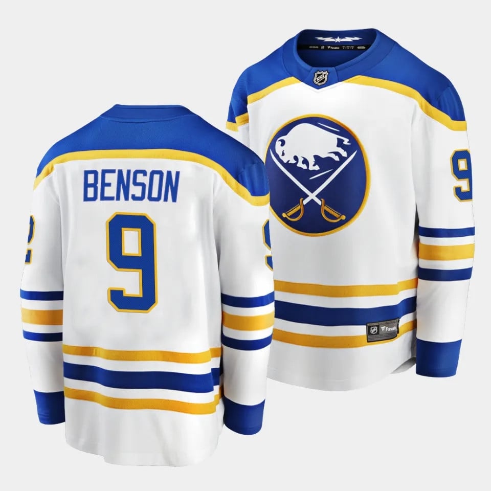 Zachary Benson #9 Buffalo Sabres 2023 Draft Away Men Jersey - White - JS888 