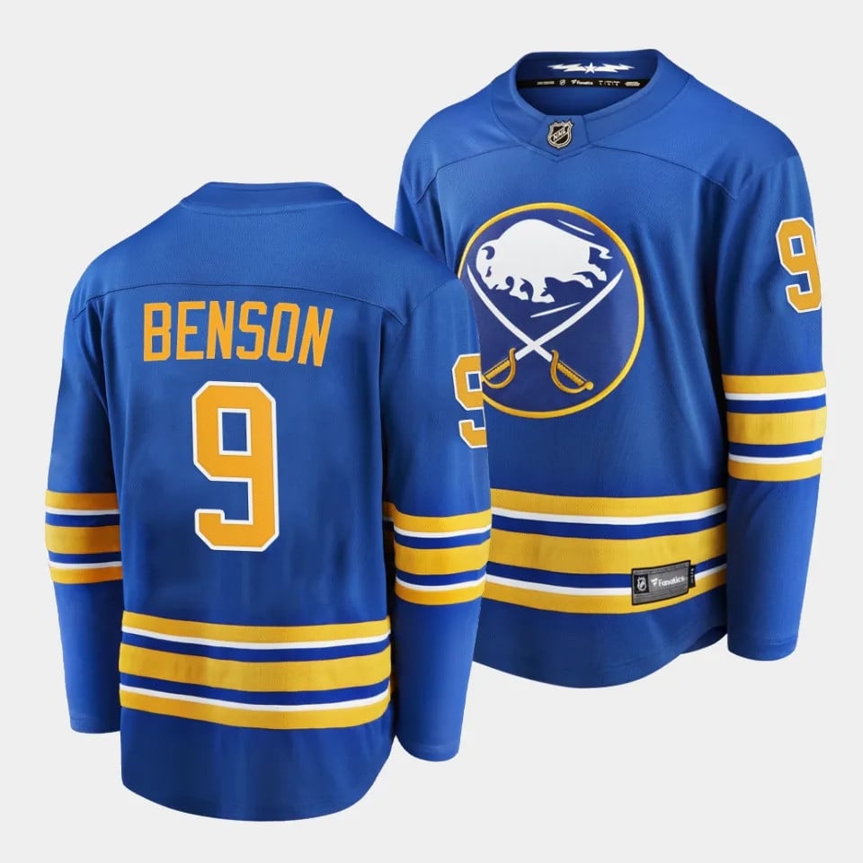 Zachary Benson #9 Buffalo Sabres 2023 Draft Home Men Jersey - Blue - JS372 
