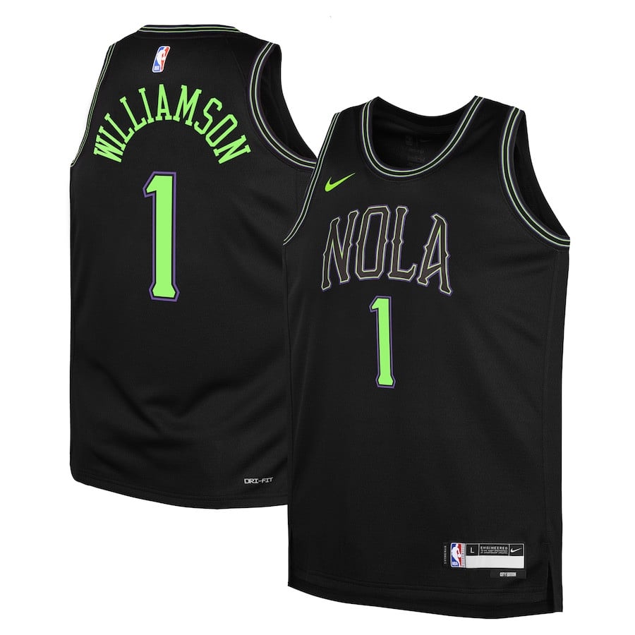 Zion Williamson 1 New Orleans Pelicans 2023/24 City Edition Swingman YOUTH Jersey - Black - JS144 