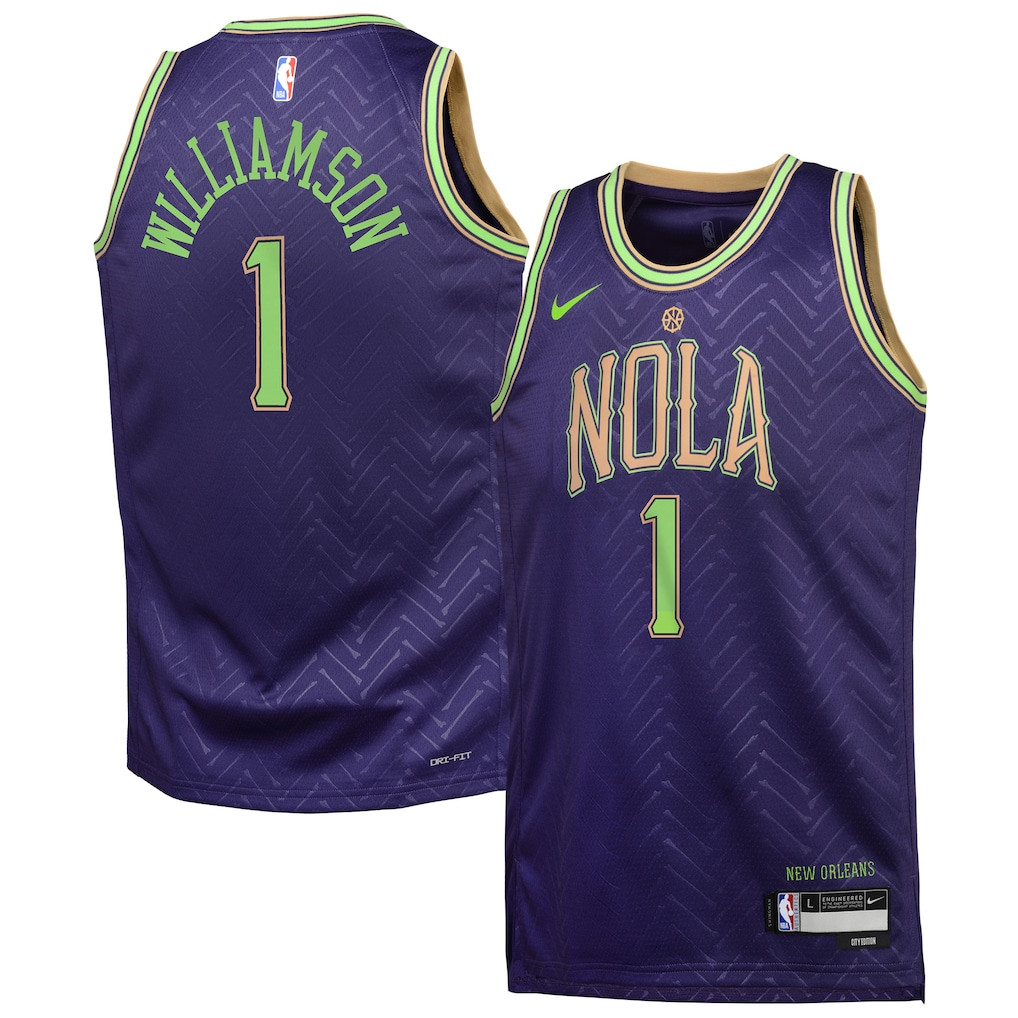 Zion Williamson 1 New Orleans Pelicans 2024/25 Swingman Player YOUTH Jersey - City Edition - Purple - JS368 