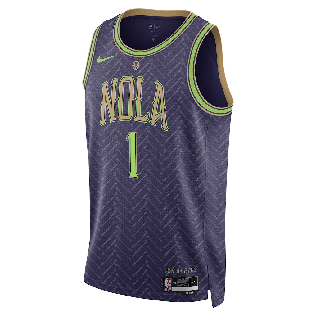 Alternative view of Zion Williamson 1 New Orleans Pelicans Unisex 2024/25 Swingman Player Jersey - City Edition - Purple - JS507 