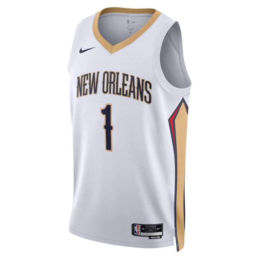 Alternative view of Zion Williamson 1 New Orleans Pelicans Unisex Swingman Jersey - Association Edition - White - JS665 