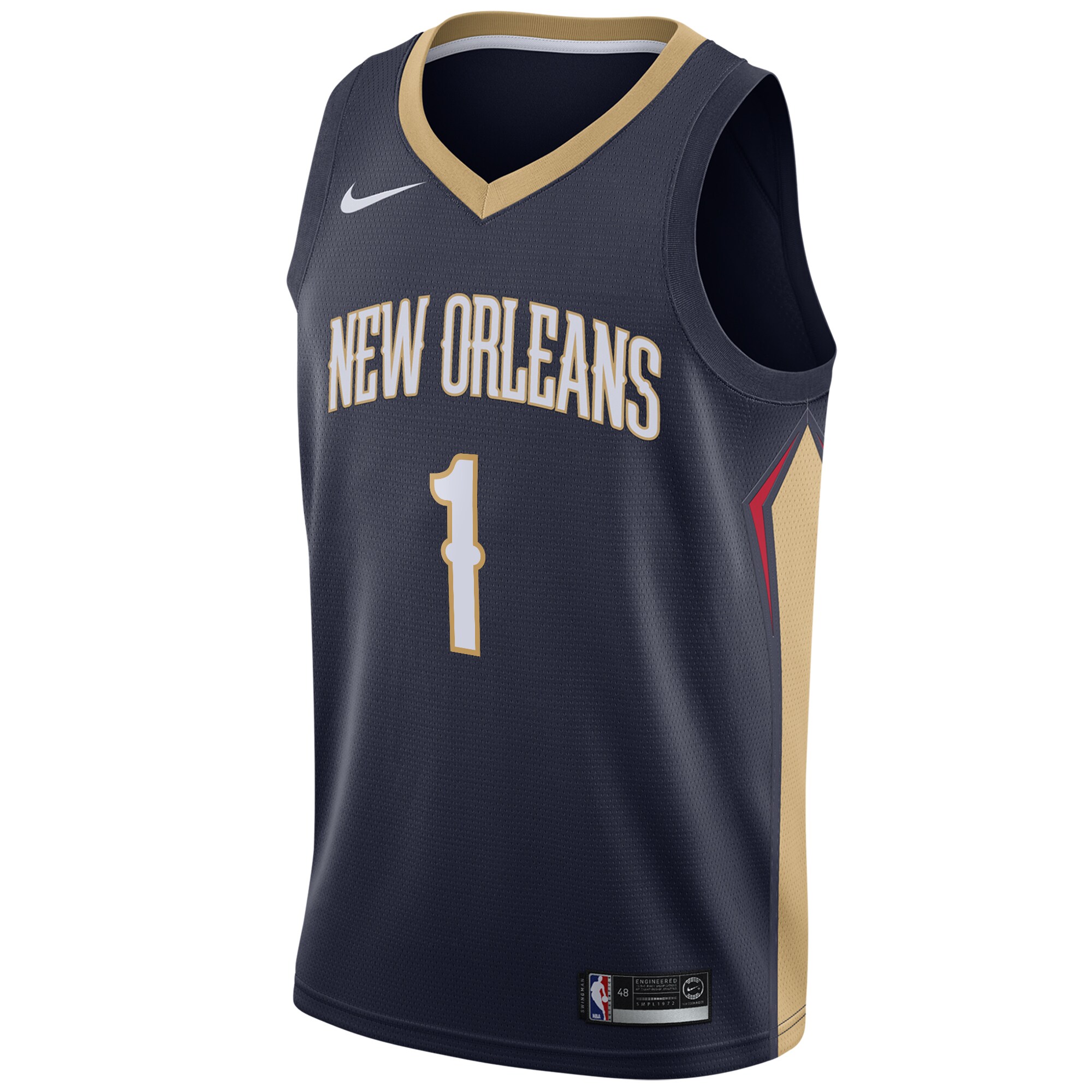 Alternative view of Zion Williamson New Orleans Pelicans 2019 Nba Draft First Round Pick Swingman Jersey Navy – Icon Edition