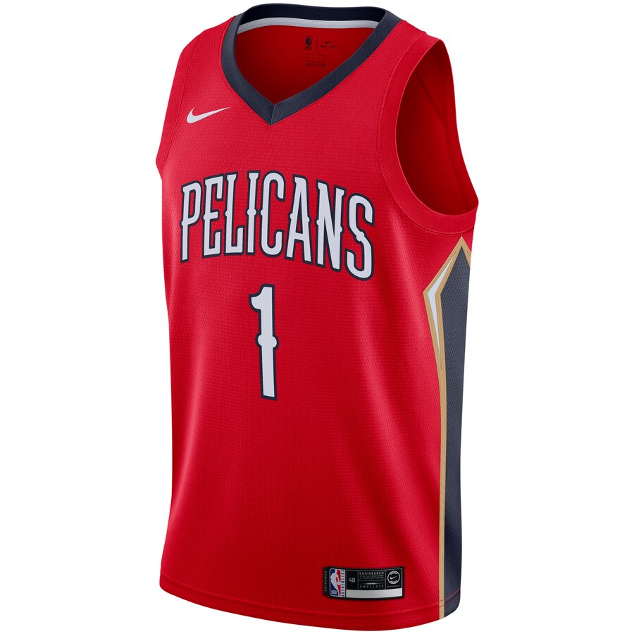 Alternative view of Zion Williamson New Orleans Pelicans 2019/2020 Swingman Jersey - Statement Edition - Red