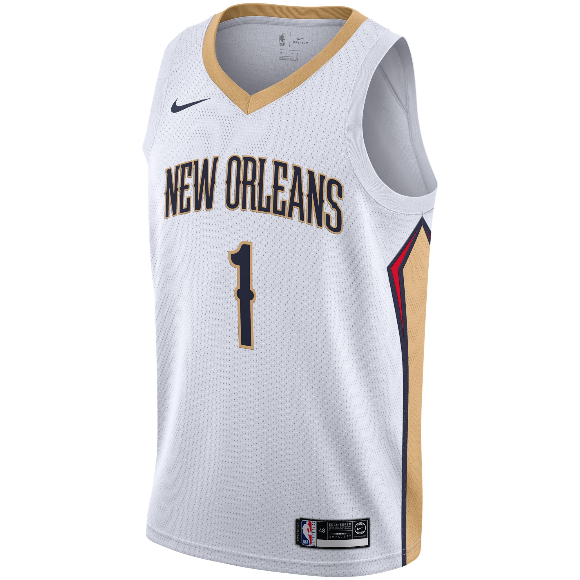 Alternative view of Zion Williamson New Orleans Pelicans 2019/2020 Swingman Jersey – Association Edition – White