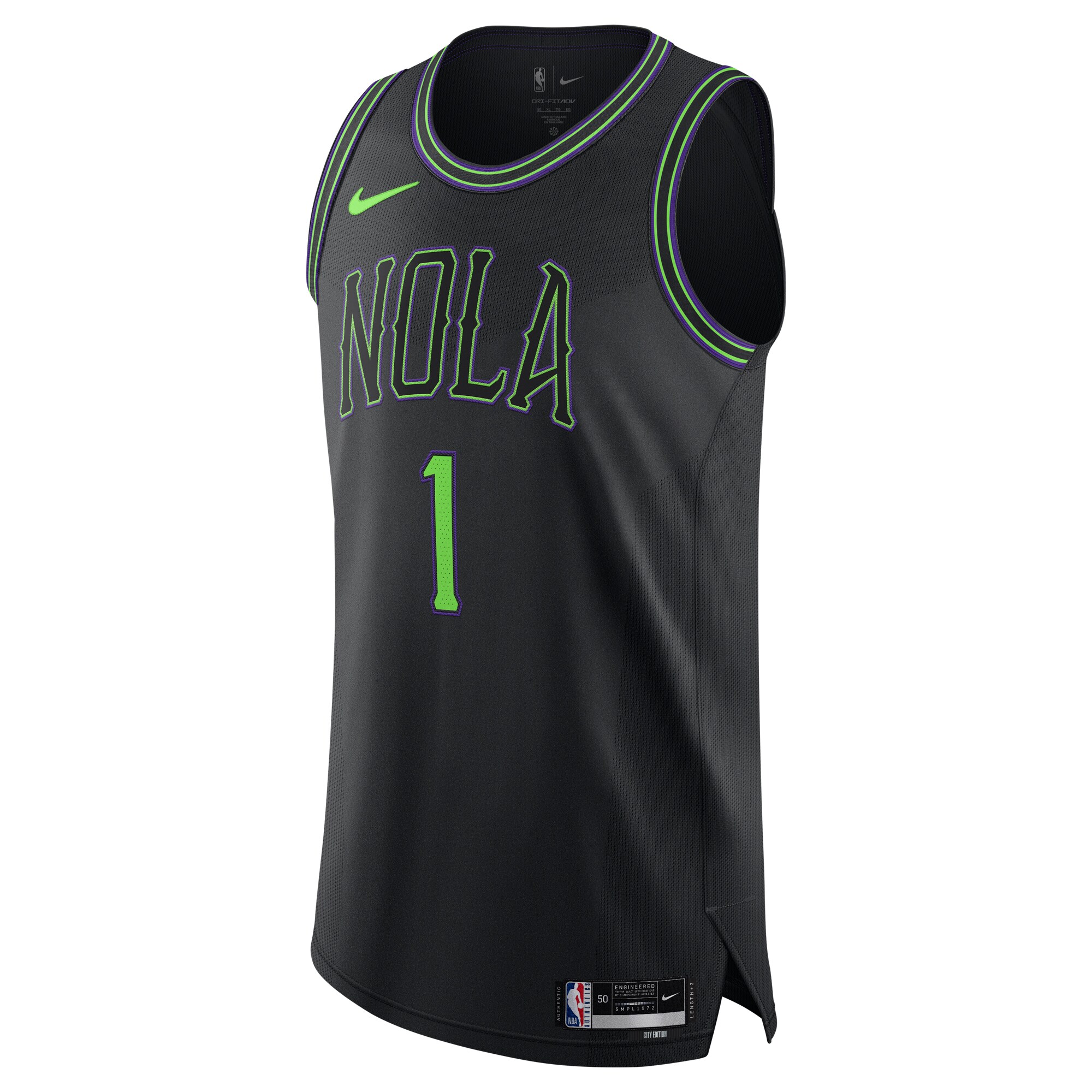 Alternative view of Zion Williamson New Orleans Pelicans Authentic Jersey - City Edition - Black