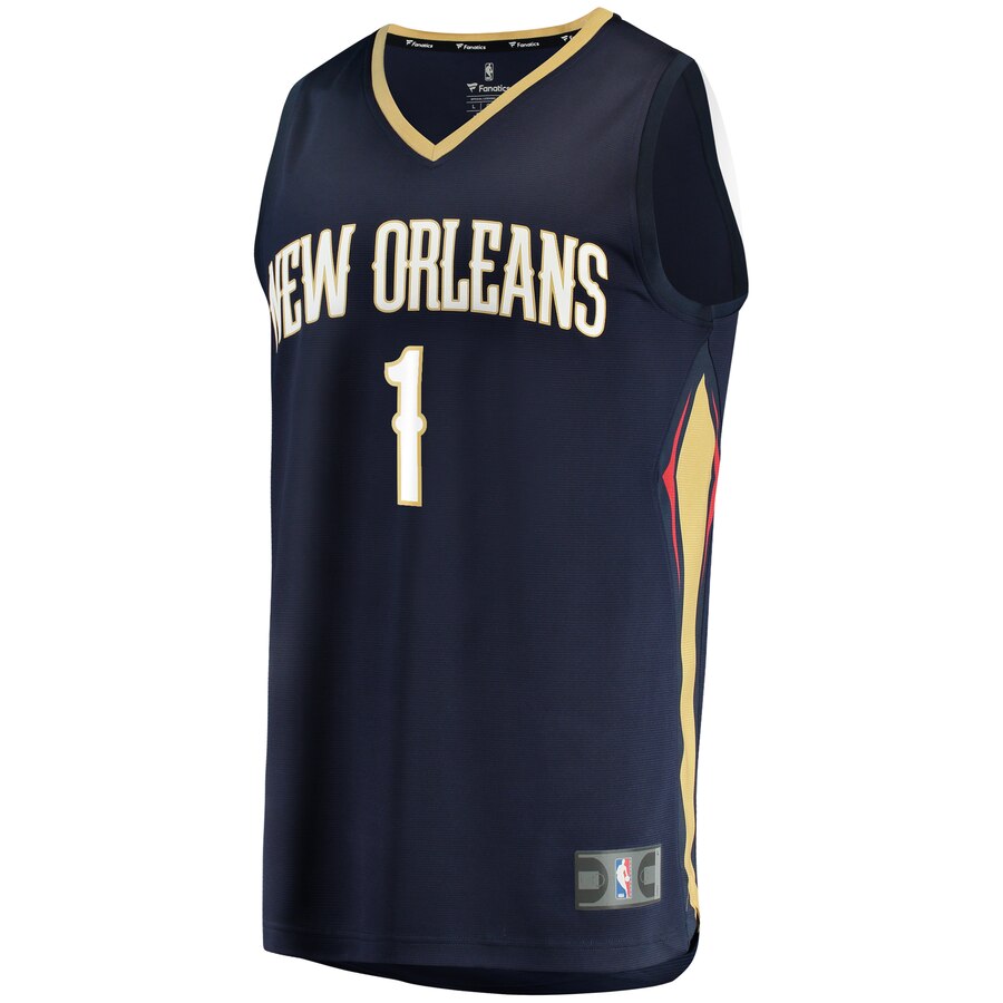 Alternative view of Zion Williamson New Orleans Pelicans Branded Youth 2019 Nba Draft First Round Pick Fast Break Replica Jersey Navy - Icon Edition
