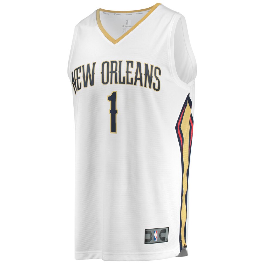 Alternative view of Zion Williamson New Orleans Pelicans Fanatics Branded 2019 Nba Draft First Round Pick Fast Break Replica Jersey White - Association Edition