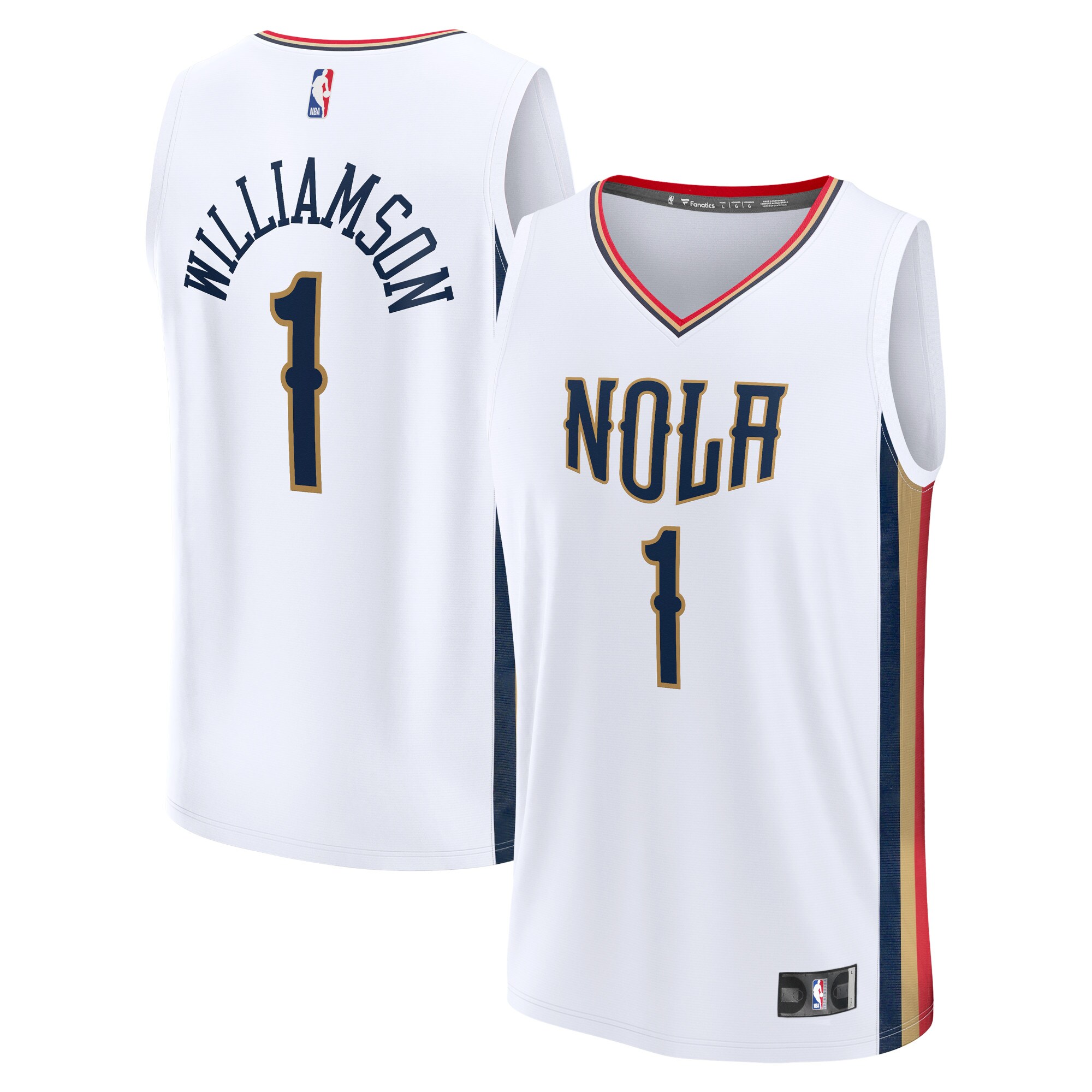 Alternative view of Zion Williamson New Orleans Pelicans Fanatics Branded 2021/22 Fast Break Replica Jersey - City Edition - White