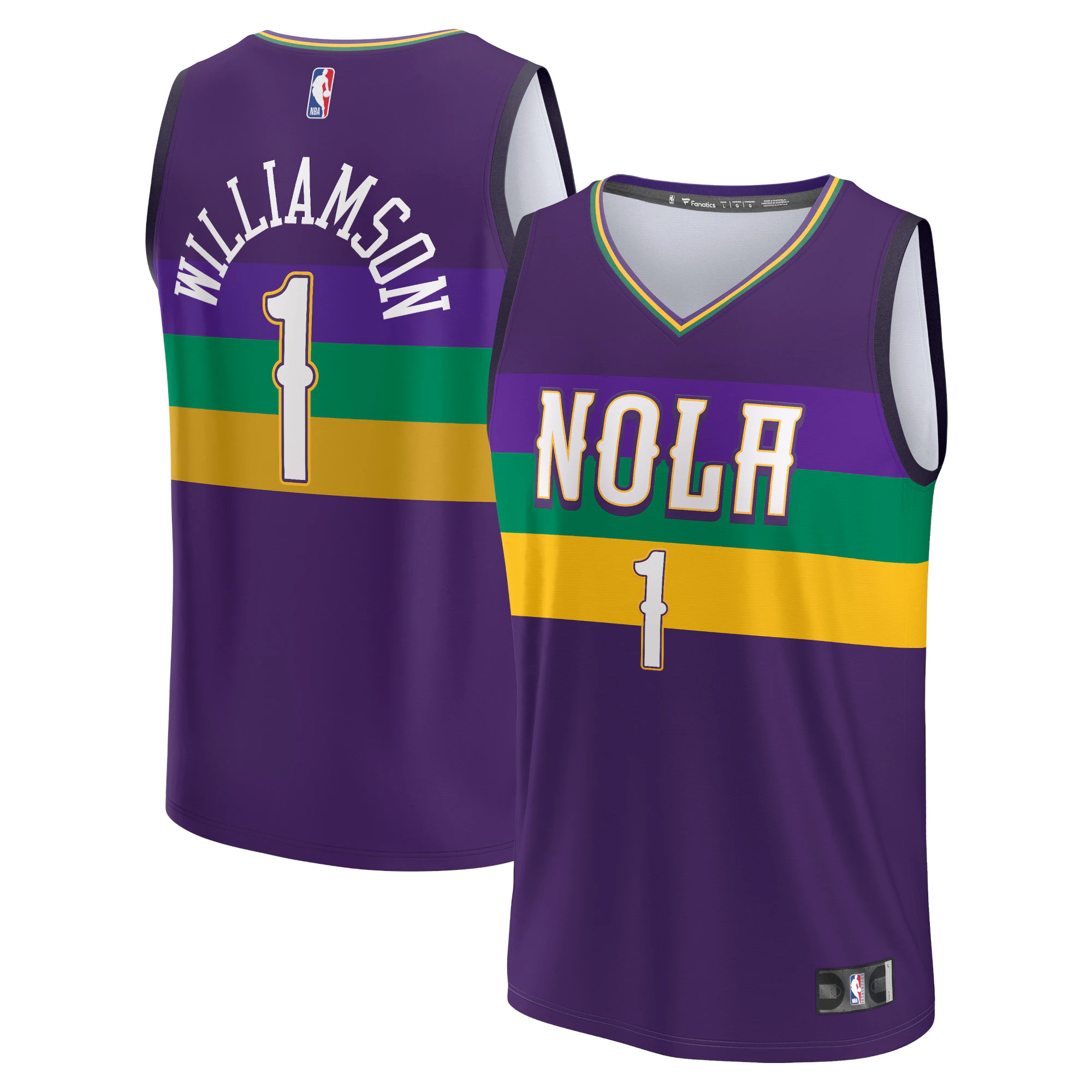 Alternative view of Zion Williamson New Orleans Pelicans Fanatics Branded 2022/23 Fastbreak Jersey - City Edition - Purple