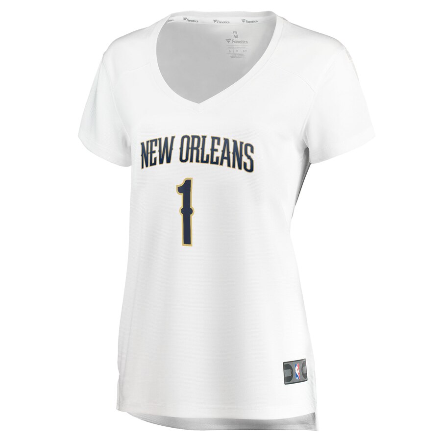 Alternative view of Zion Williamson New Orleans Pelicans Fanatics Branded Women’s Fast Break Replica Jersey – Association Edition – White
