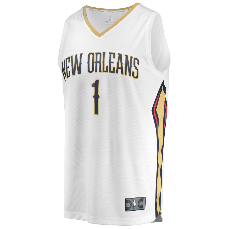 Alternative view of Zion Williamson New Orleans Pelicans Fanatics Branded Youth Fast Break Replica Player Jersey - Association Edition - White