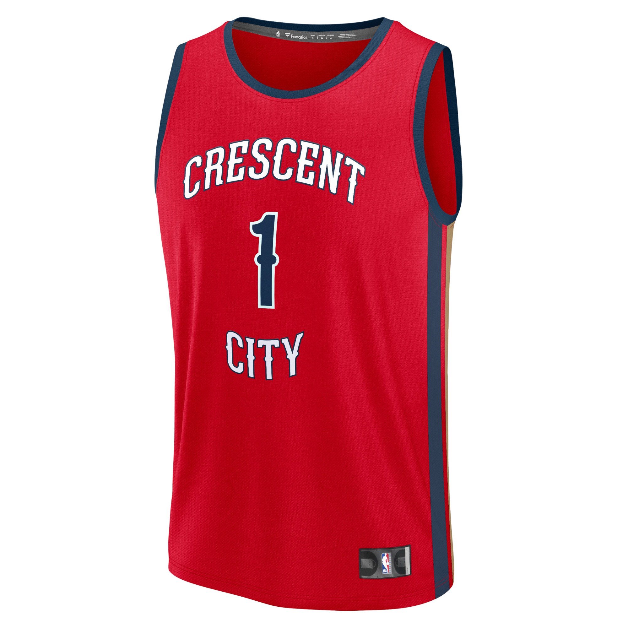 Alternative view of Zion Williamson New Orleans Pelicans Fanatics Fast Break Replica Jersey - Statement Edition - Red