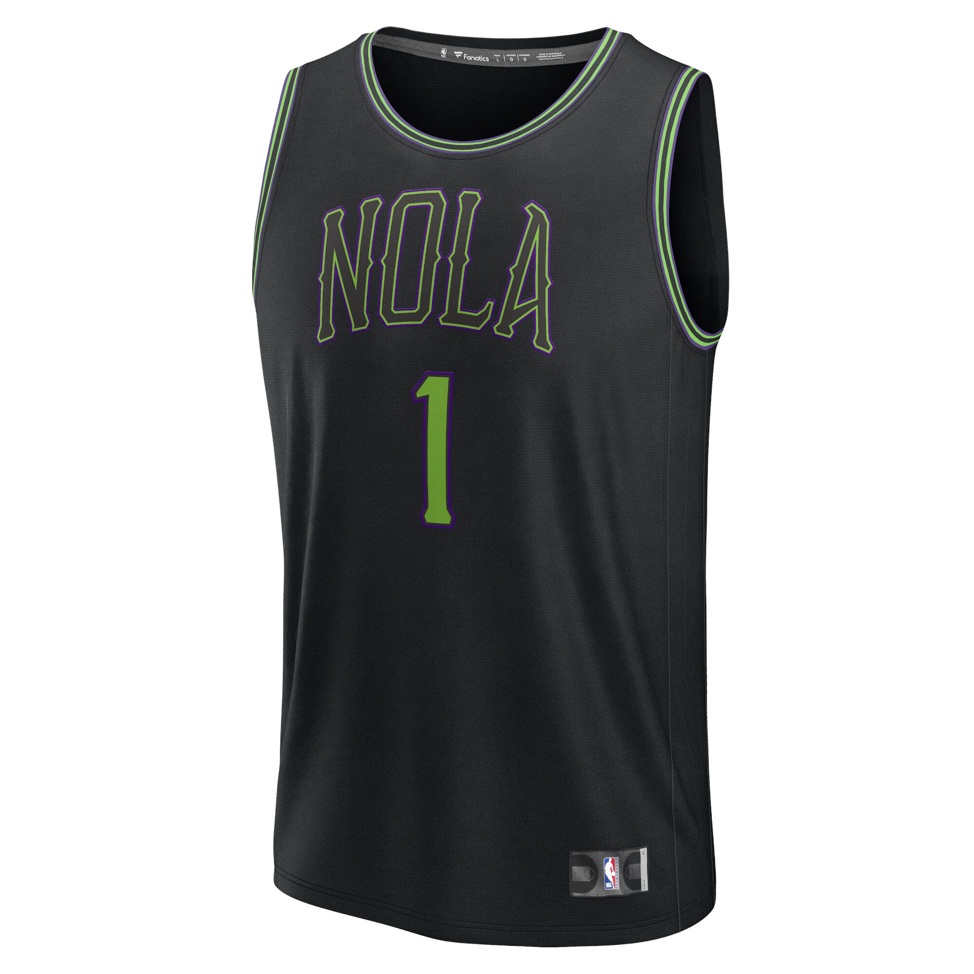 Alternative view of Zion Williamson New Orleans Pelicans Fanatics Youth Fast Break Jersey - Black - City Edition