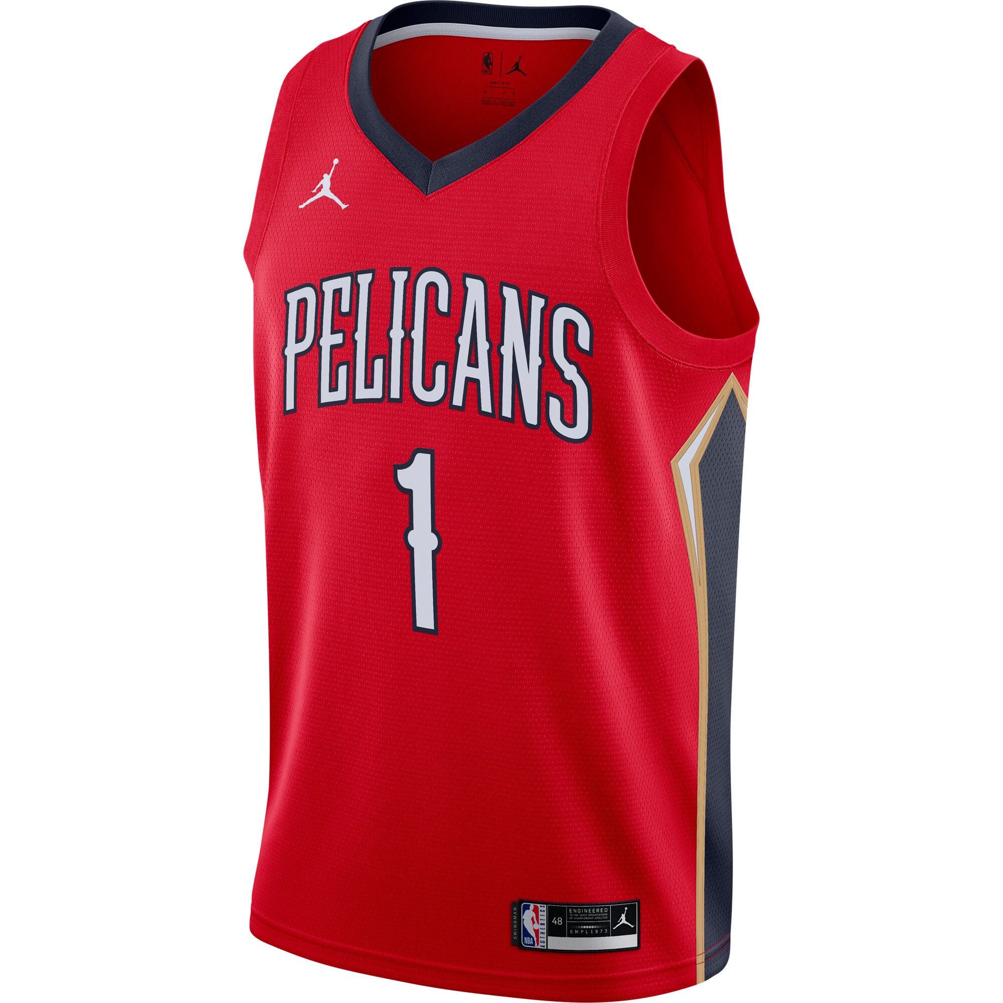 Alternative view of Zion Williamson New Orleans Pelicans Jordan Brand 2020/21 Swingman Jersey – Statement Edition – Red
