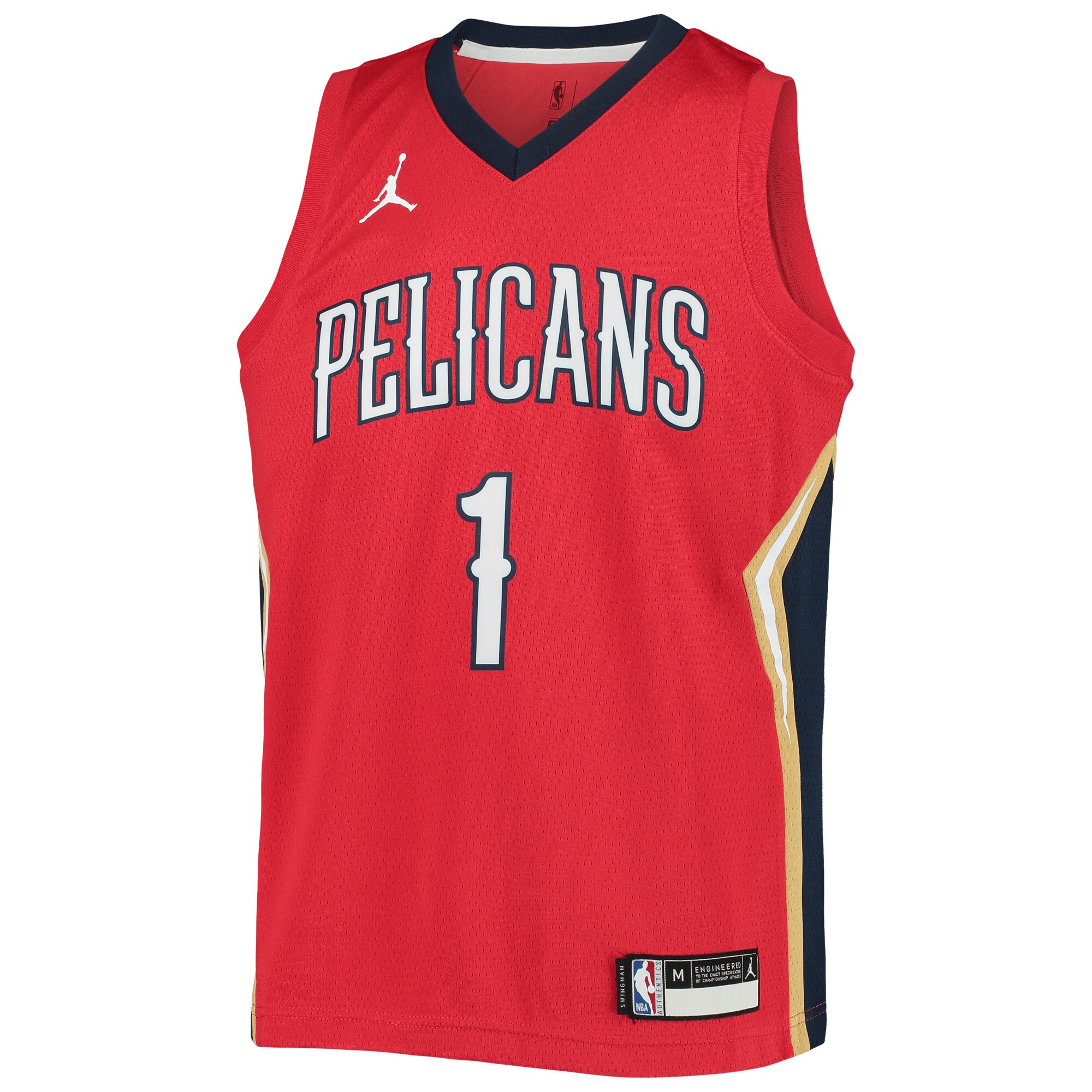 Alternative view of Zion Williamson New Orleans Pelicans Jordan Brand Youth 2020/21 Swingman Player Jersey – Statement Edition – Red