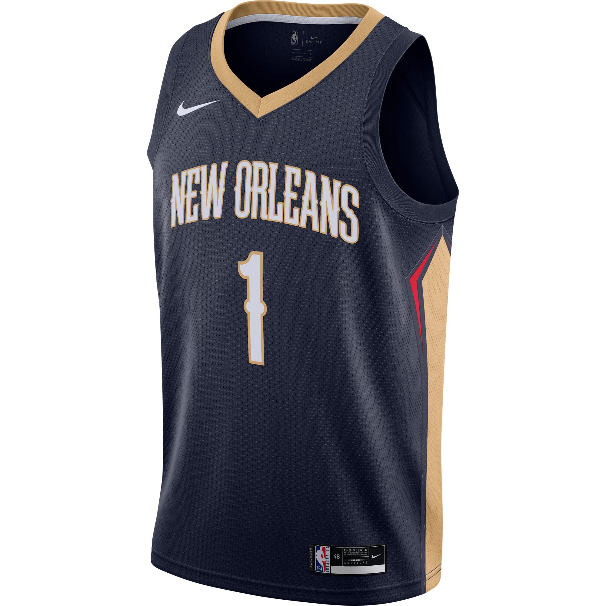 Alternative view of Zion Williamson New Orleans Pelicans Swingman Jersey - Navy - Icon Edition