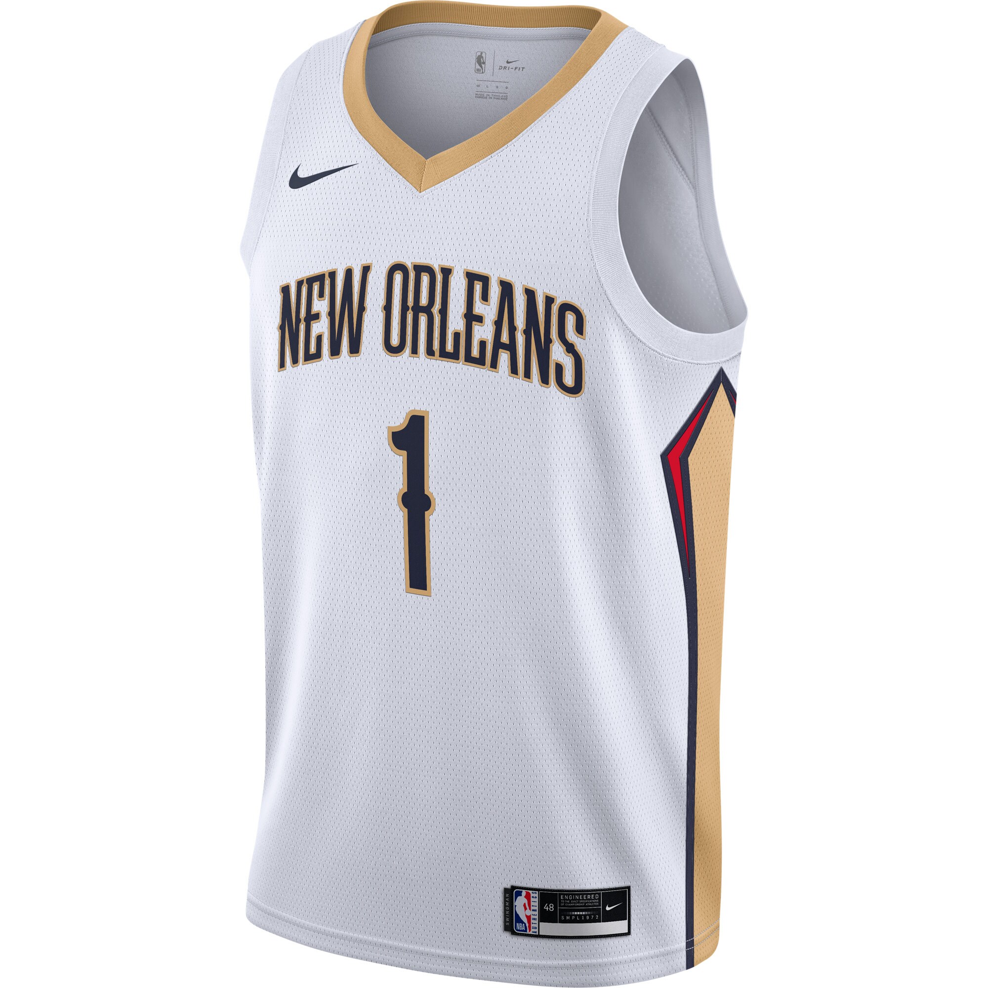 Alternative view of Zion Williamson New Orleans Pelicans Swingman Jersey - White - Association Edition