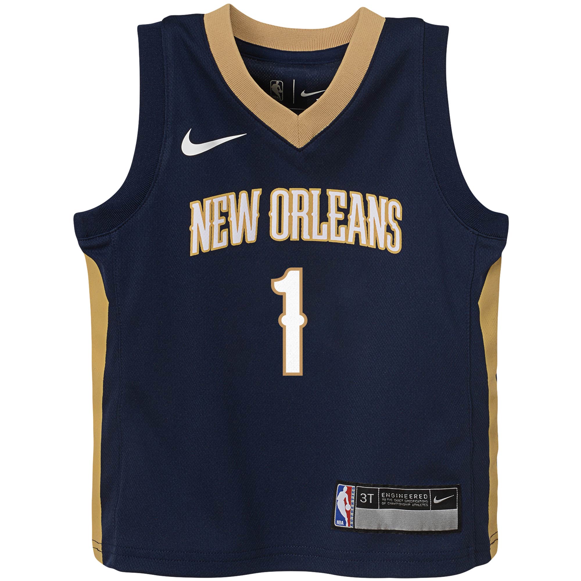 Alternative view of Zion Williamson New Orleans Pelicans Toddler Replica Jersey – Icon Edition – Navy