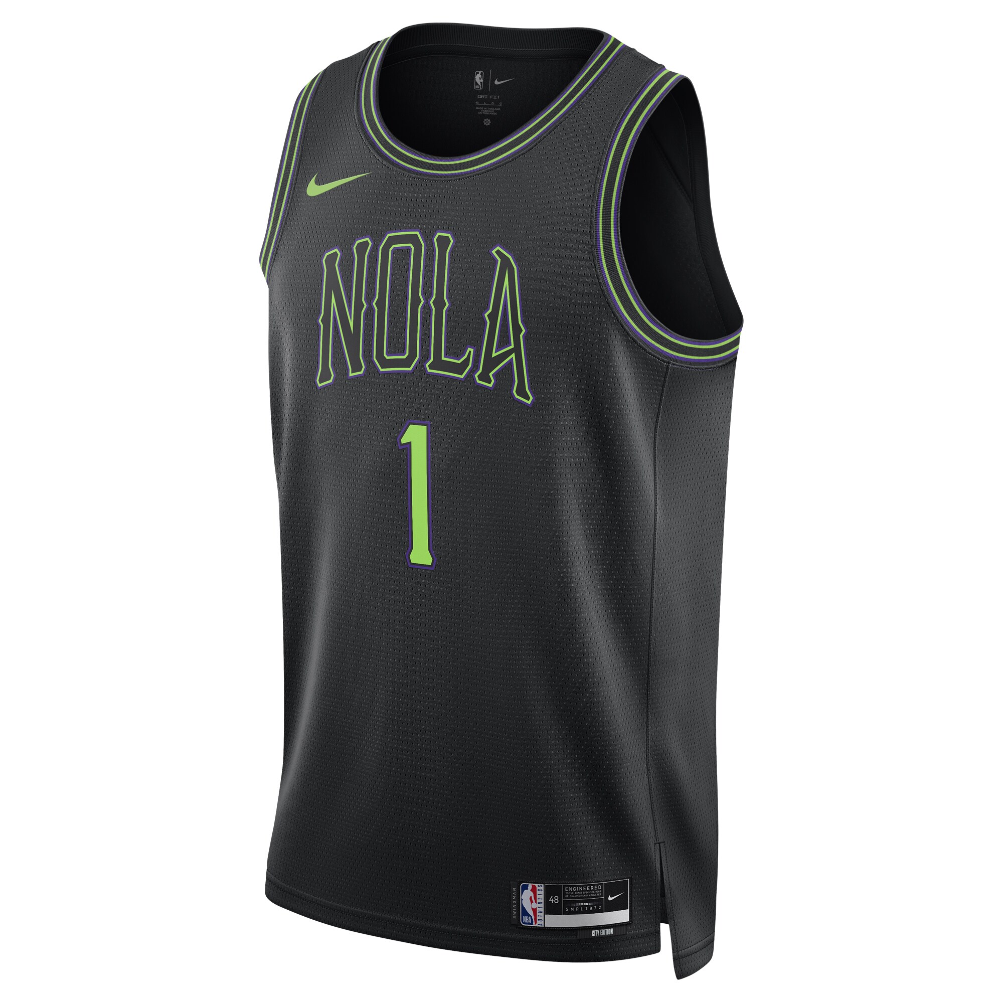 Alternative view of Zion Williamson New Orleans Pelicans Unisex 2023/24 Swingman Jersey - Black - City Edition