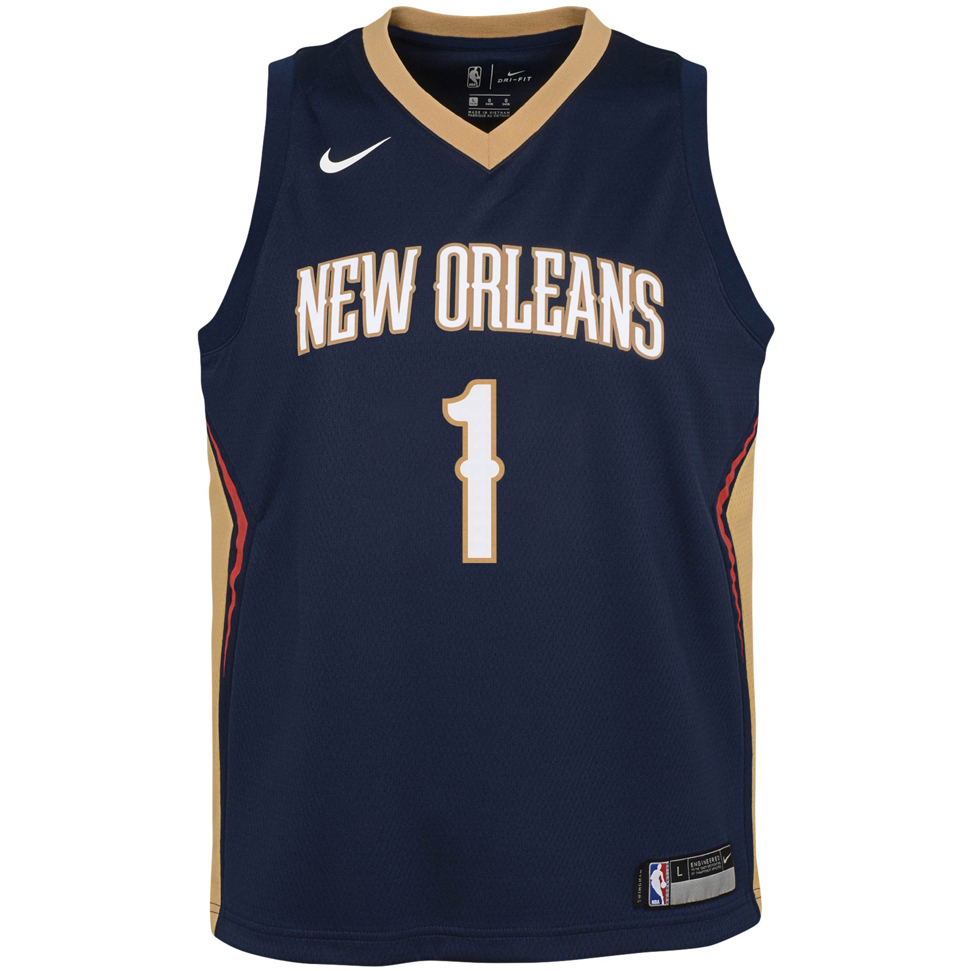 Alternative view of Zion Williamson New Orleans Pelicans Youth Swingman Jersey – Icon Edition – Navy