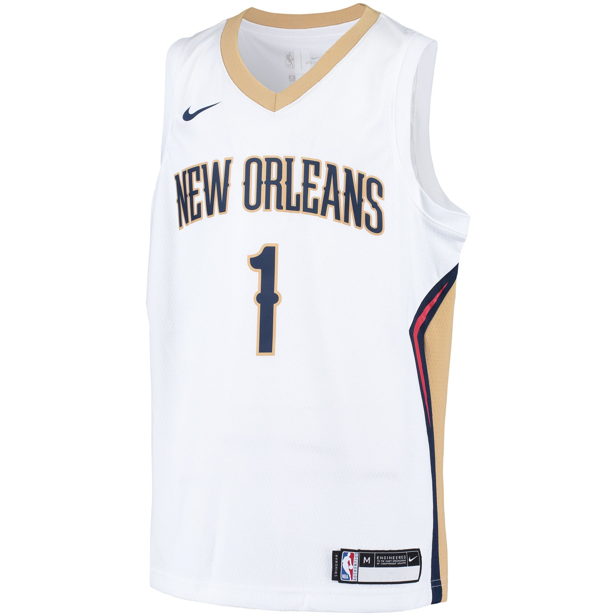 Alternative view of Zion Williamson New Orleans Pelicans Youth Swingman Player Jersey – Association Edition – White