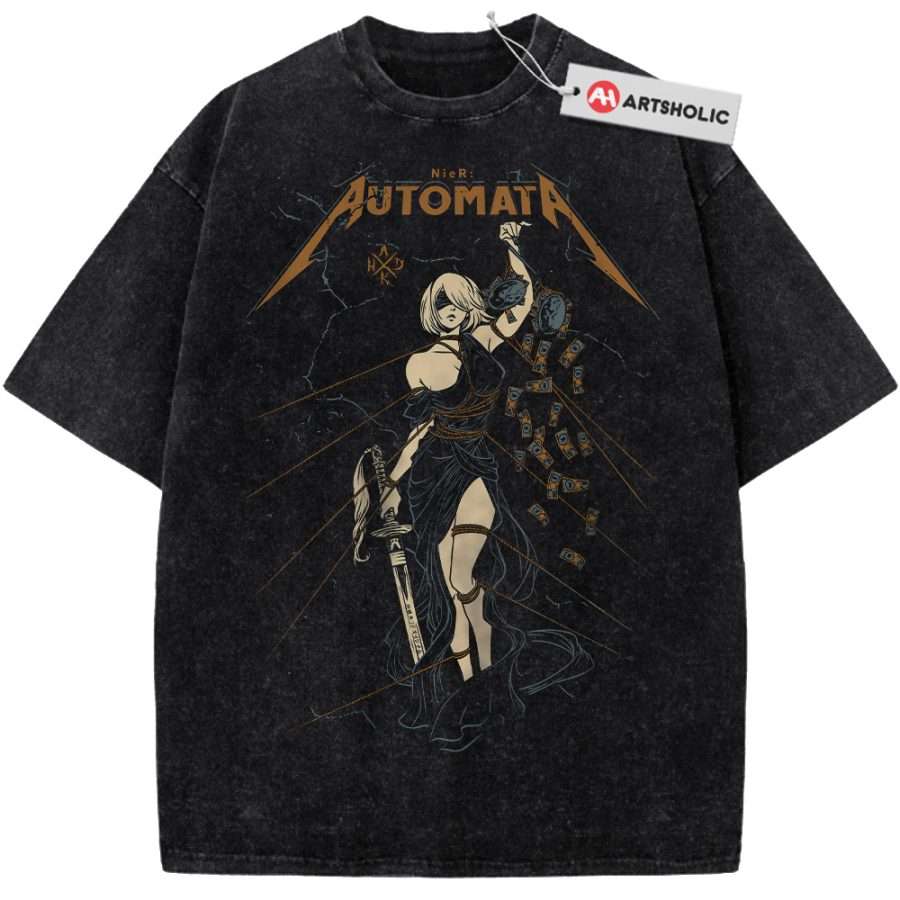 Alternative view of 2B Shirt, NieR:Automata Shirt, Game Shirt, Vintage T-Shirt