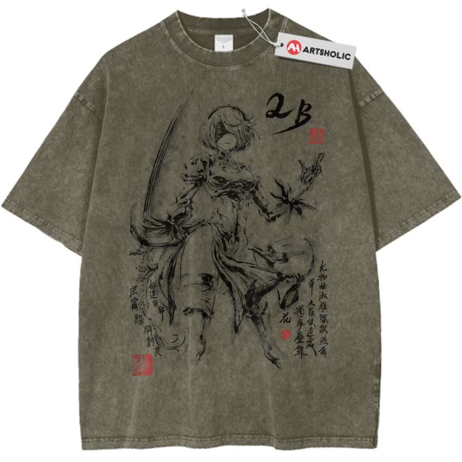 Alternative view of 2B Shirt, NieR:Automata Shirt, Game Shirt, Vintage T-Shirt