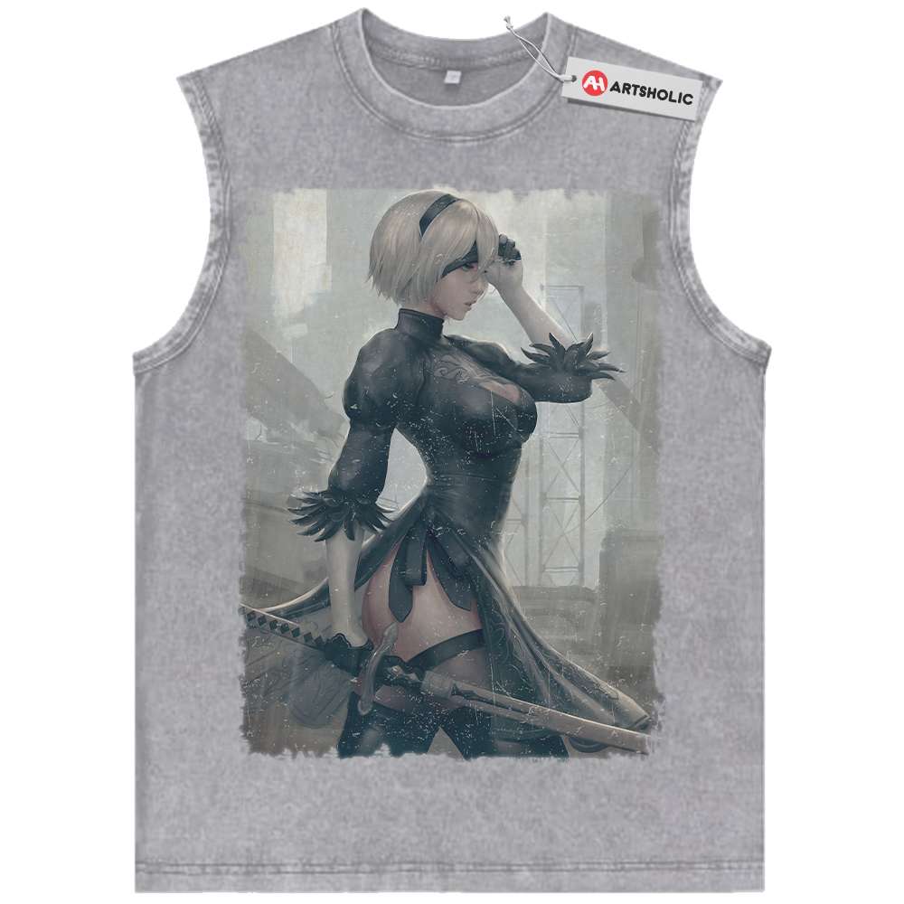 2B Tank Top, NieR:Automata Tank Top, Game Tank Top, Vintage Tank Top