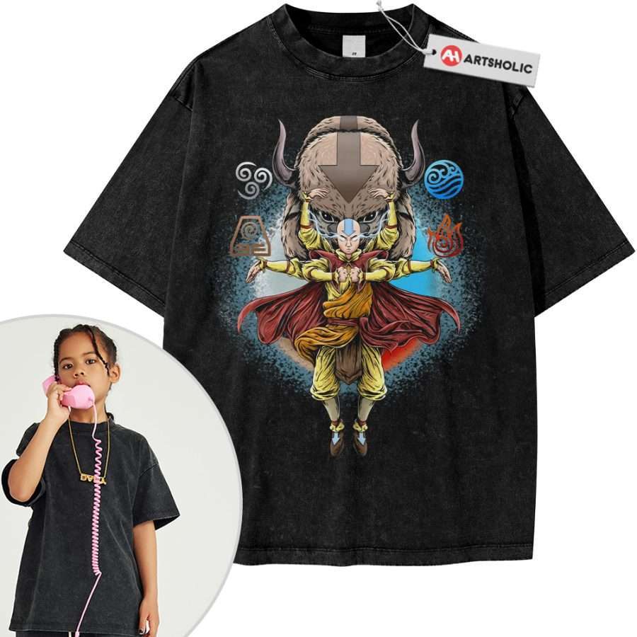 Alternative view of Aang and Appa Shirt For Kids, Avatar The Last Airbender Shirt For Kids, Animated Shirt For Kids, Vintage Tee For Kids