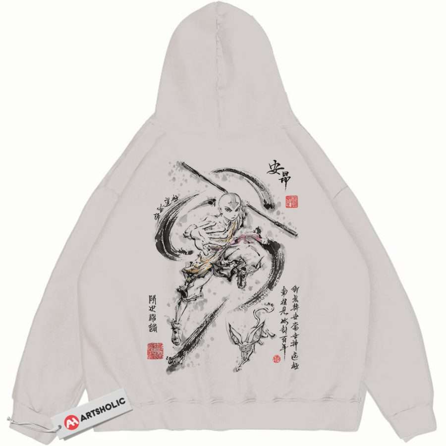 Alternative view of Aang Hoodie, Avatar the Last Airbender Hoodie, Animated Hoodie, Vintage Hoodie