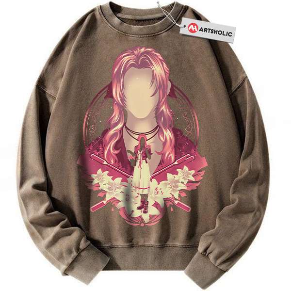 Alternative view of Aerith Gainsborough Sweatshirt, Final Fantasy Sweatshirt, Game Sweatshirt, Vintage Sweatshirt