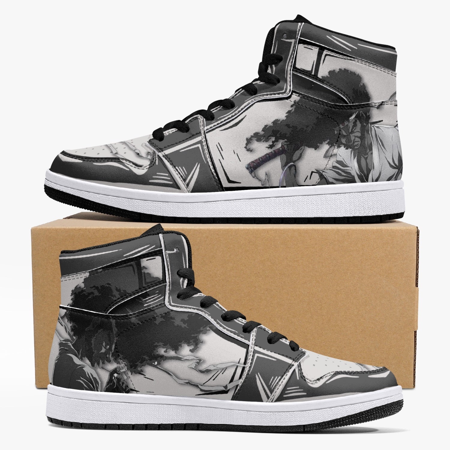 Afro Samurai Custom Sneaker Mid 1 Basketball Shoes - Otaku Hall