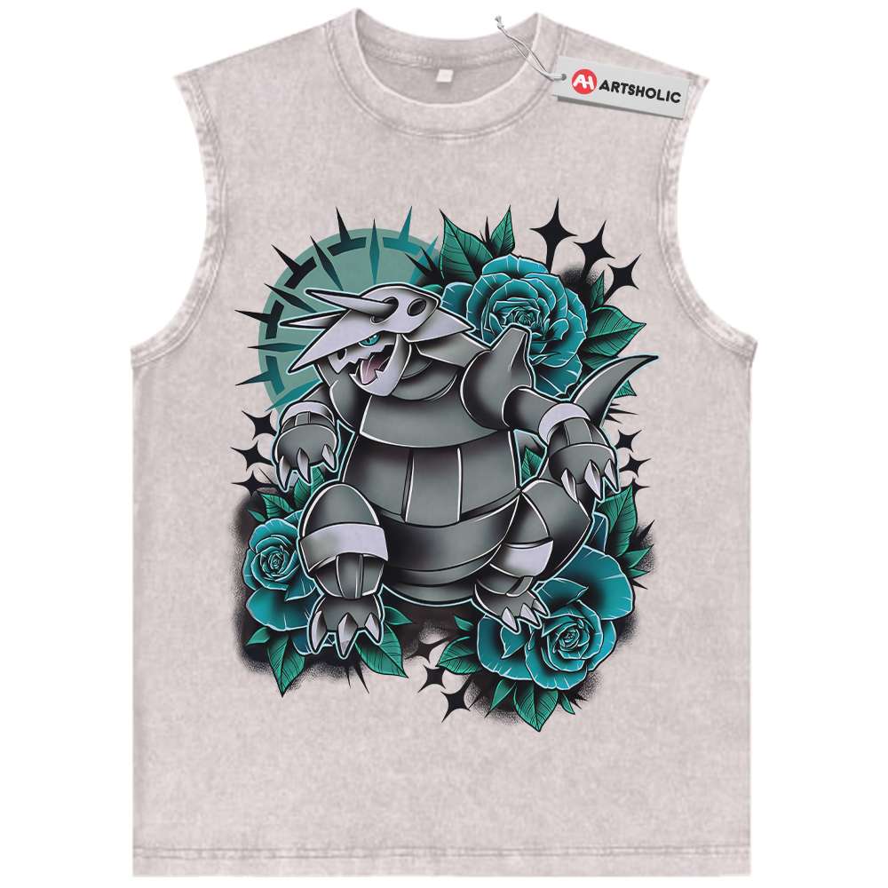 Alternative view of Aggron Tank Top, Pokemon Tank Top, Anime Tank Top, Vintage Tank Top