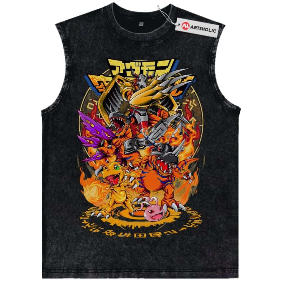 Alternative view of Agumon Tank Top, Greymon Tank Top, Digimon Tank Top, Anime Tank Top, Vintage Tank Top