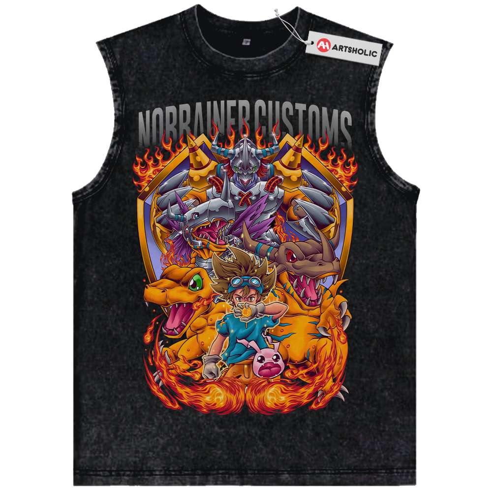 Agumon Tank Top, Greymon Tank Top, WarGreymon Tank Top, Tai Kamiya Tank Top, Digimon Adventure Tank Top, Anime Tank Top, Vintage Tank Top