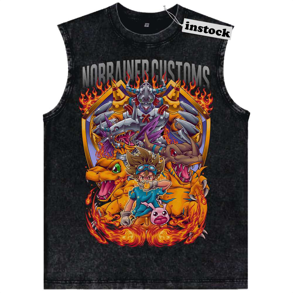 Agumon Tank Top, Greymon Tank Top, WarGreymon Tank Top, Tai Kamiya Tank Top, Digimon Adventure Tank Top, Anime Tank Top, Vintage Tank Top