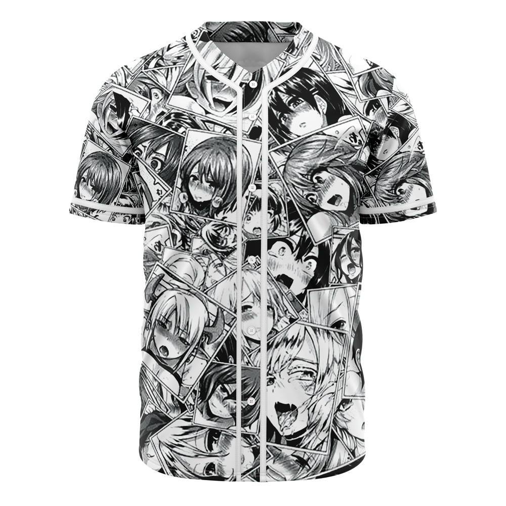 Ahegao Manga Collage Custom Baseball Jersey - Otaku Hall