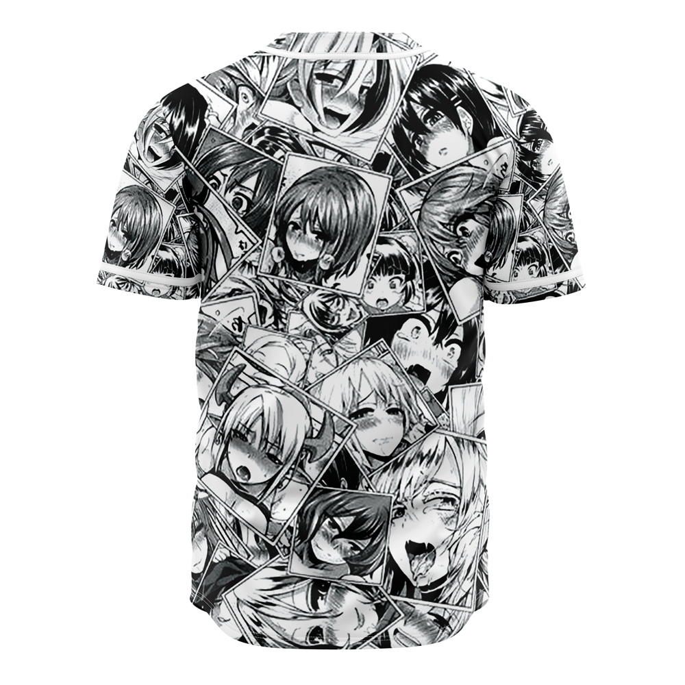 Alternative view of Ahegao Manga Collage Custom Baseball Jersey - Otaku Hall